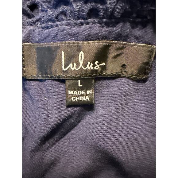 Lulu’s Adoring Days Navy Eyelet Dress Women’s L - Picture 10 of 12